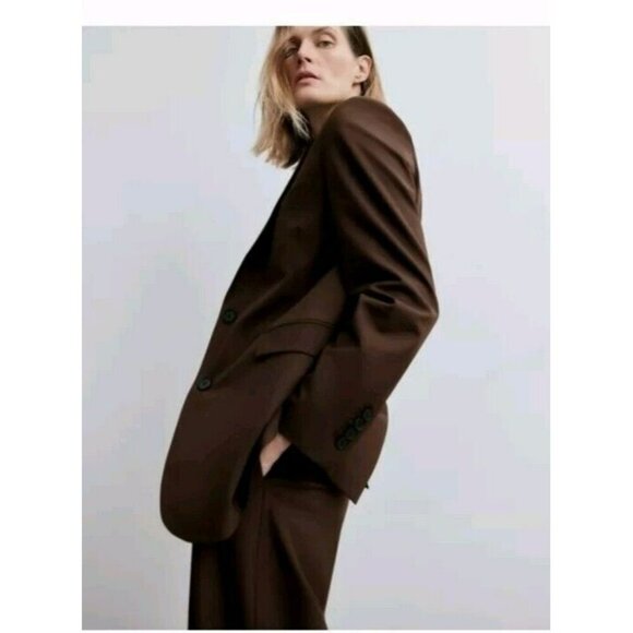 Zara Pants Trousers Women M Pants Ankle Brown Cropped NEW 2232 645 - Picture 3 of 8